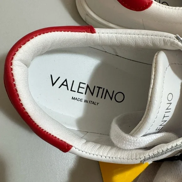 NEW✨ Valentino White Sneakers with Red Logo by Mario Valentino - Picture 8 of 15